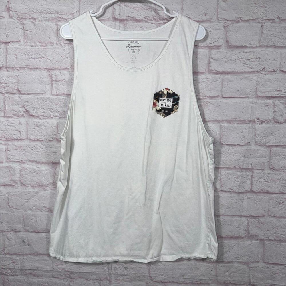 South Seas Islander White Cotton Tank Top XL
